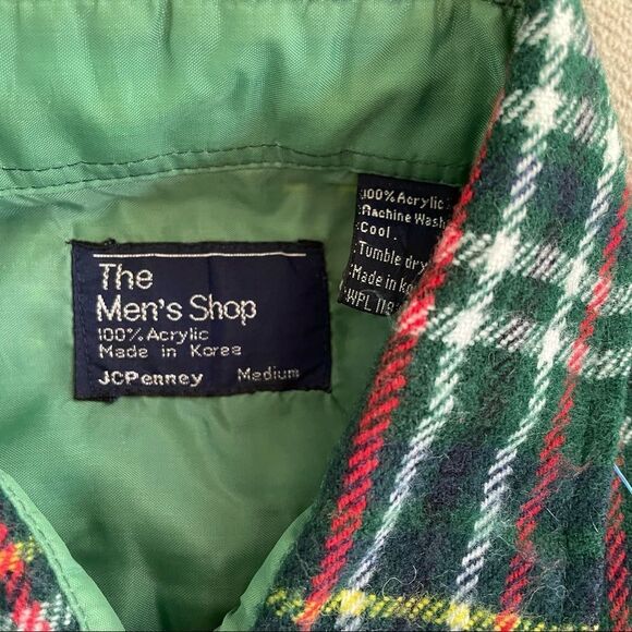 Vintage 70s JC Penney Green Plaid Flannel Button Up Shirt M - Picture 4 of 5